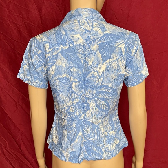 Vintage NANI Hawaii Blue Tori Richard Batik Button Front Tropical Shirt XS - Picture 4 of 5